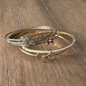 Juicy Couture Bows and Pearls Silver and Gold Bangle Bracelets (5)